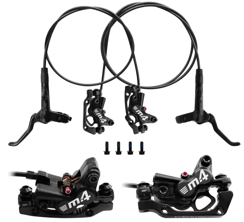 4-Piston Hydraulic Disc Brake Set for eBike, MTB and BMX（LF+RR)